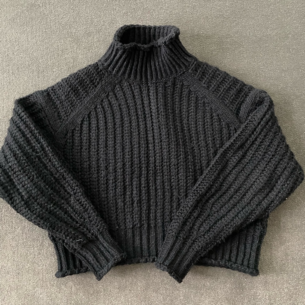 H&M Black Chunky Knit Turtleneck Sweater